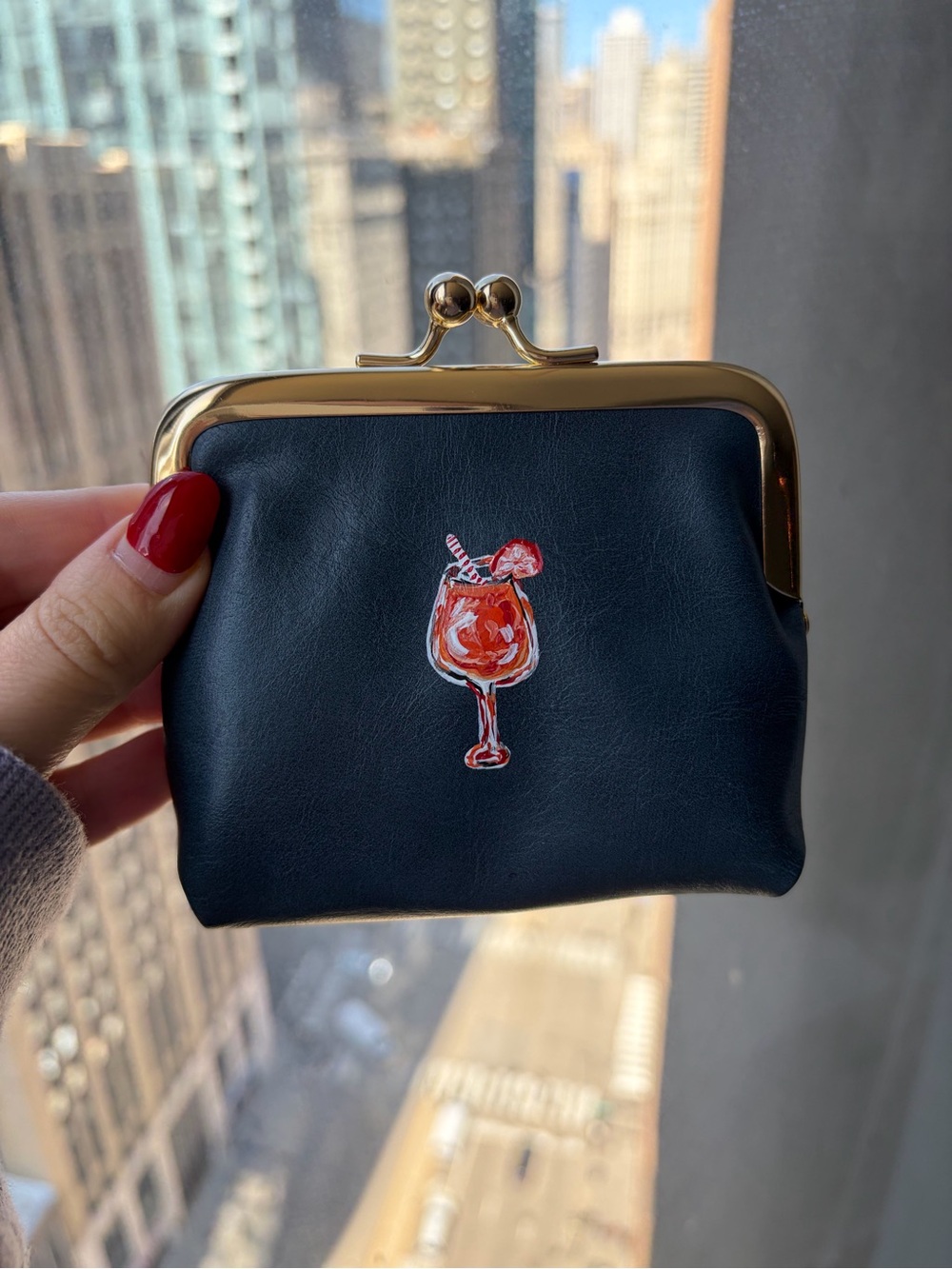 Aperol spritz hand painted coin purse